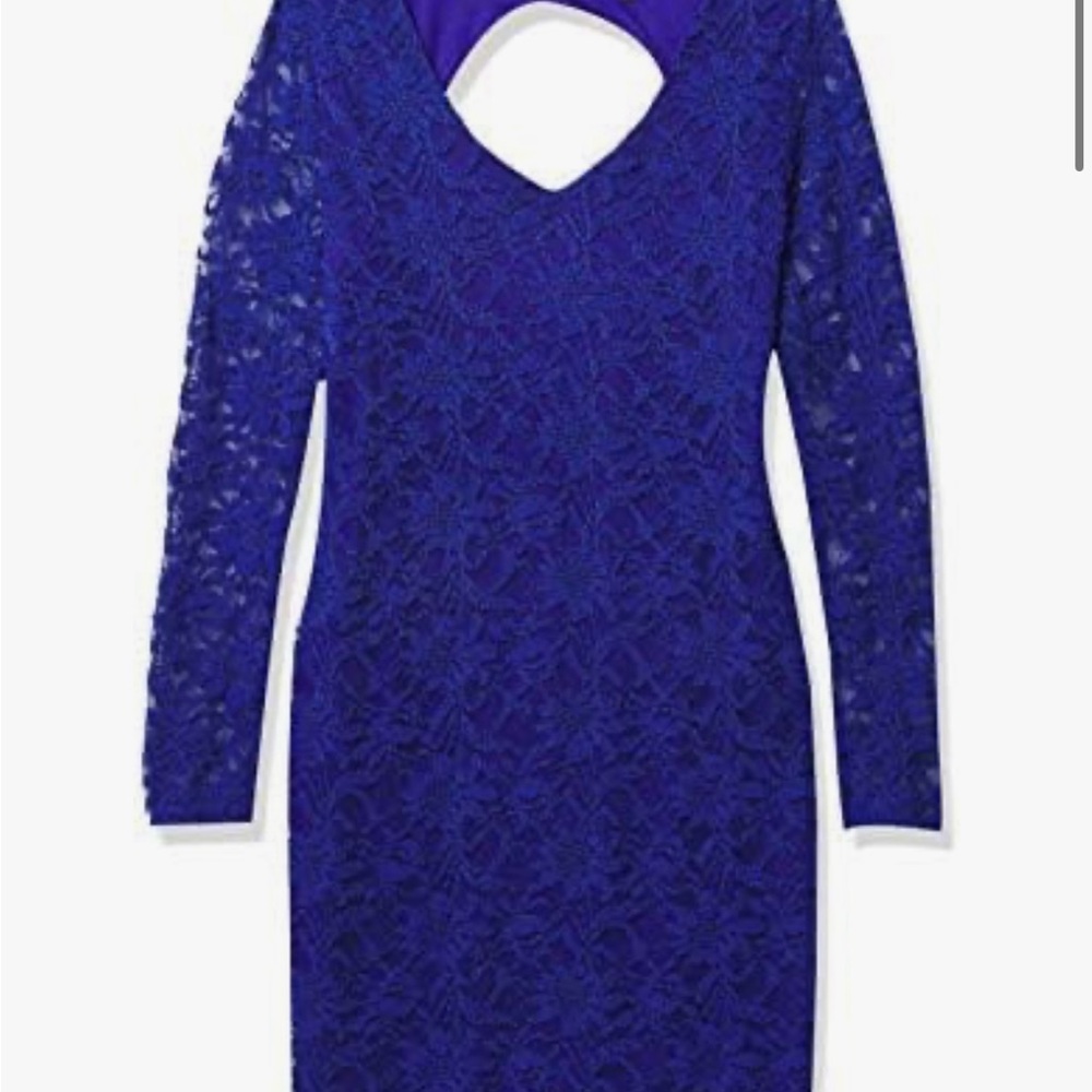MARINA Royal Blue Backless Lace Dress